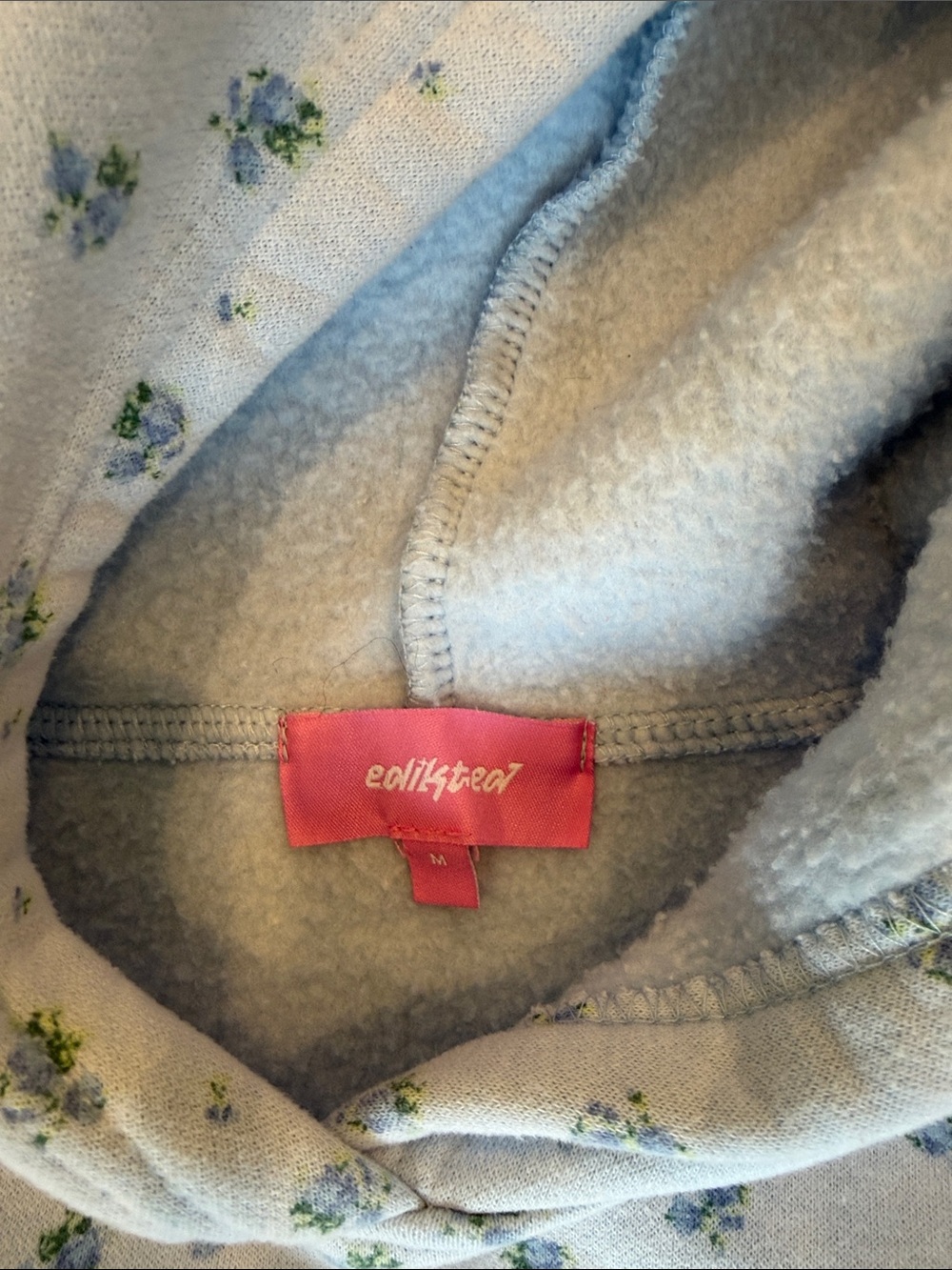 Edikted Light Blue Floral Pullover Hoodie - Picture 2 of 2
